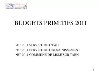budgets primitifs 2011