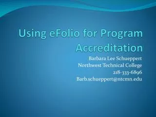 Using eFolio for Program Accreditation