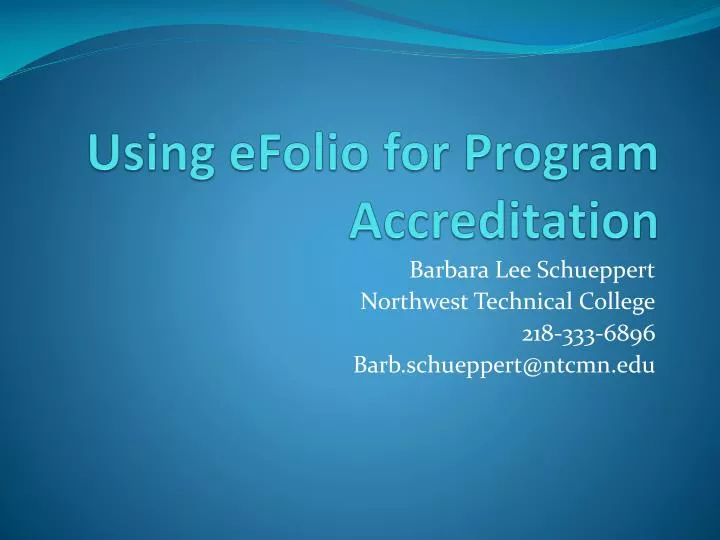 using efolio for program accreditation