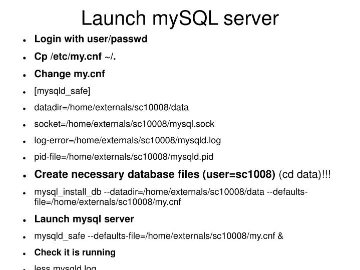 launch mysql server