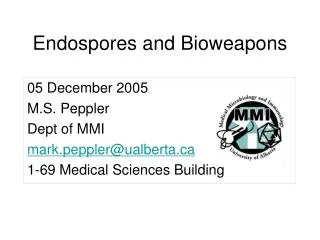 Endospores and Bioweapons