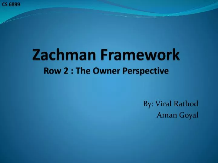 zachman framework row 2 the owner perspective