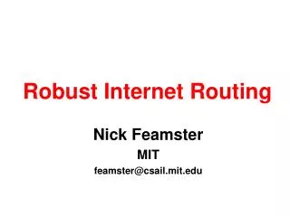 Robust Internet Routing