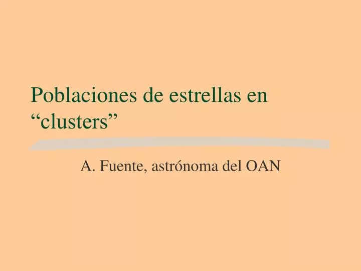 poblaciones de estrellas en clusters