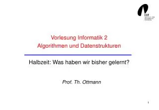 vorlesung informatik 2 algorithmen und datenstrukturen halbzeit was haben wir bisher gelernt