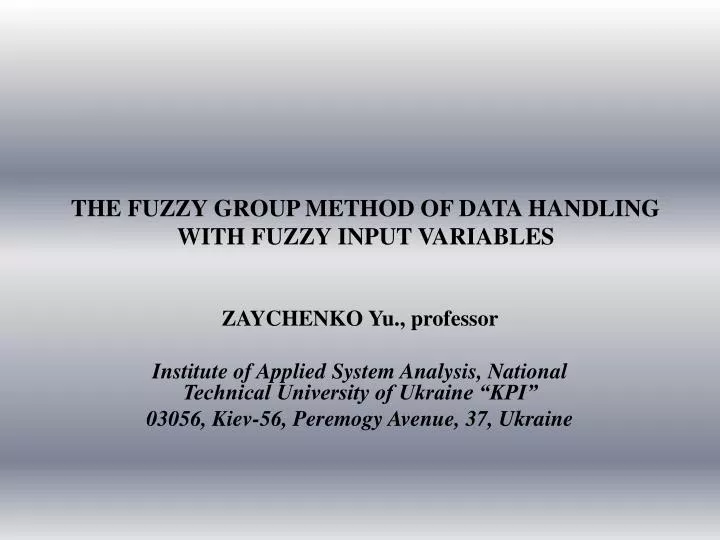 the fuzzy group method of data handling with fuzzy input variables