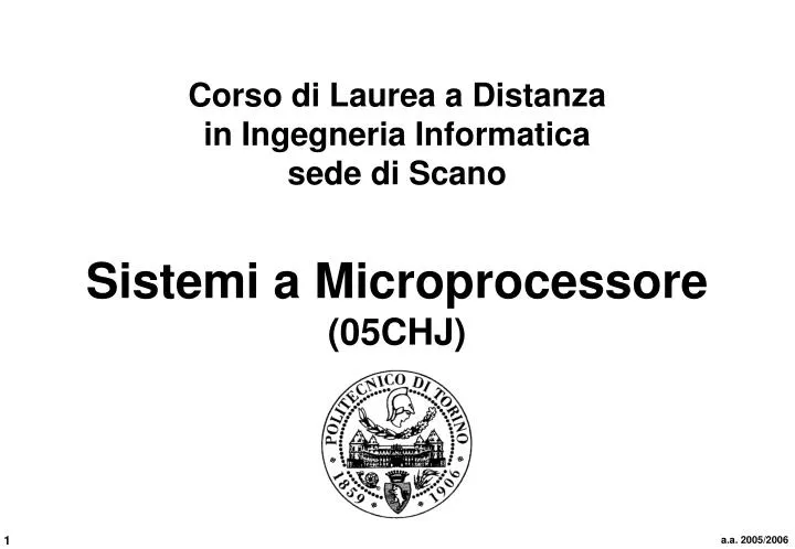 corso di laurea a distanza in ingegneria informatica sede di scano sistemi a microprocessore 05chj
