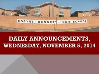 DAILY ANNOUNCEMENTs , Wednesday, november 5, 2014