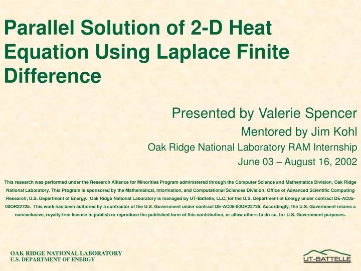 parallel solution of 2 d heat equation using laplace finite difference