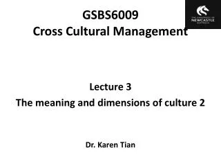 GSBS6009 Cross Cultural Management