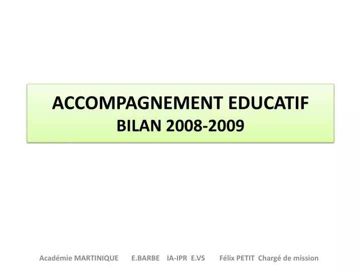 accompagnement educatif bilan 2008 2009