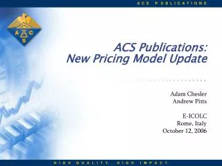 ACS Publications: New Pricing Model Update