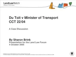 Du Toit v Minister of Transport CCT 22/04
