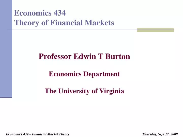 economics 434 theory of financial markets