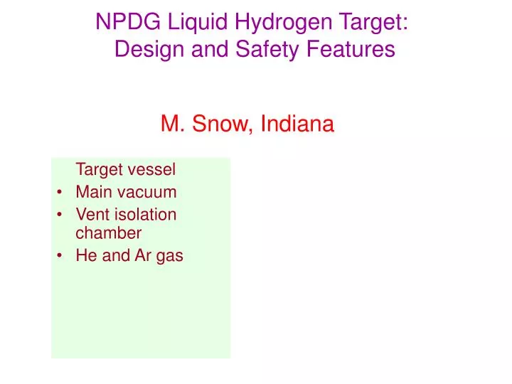 npdg liquid hydrogen target design and safety features