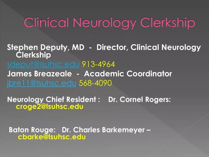 clinical neurology clerkship