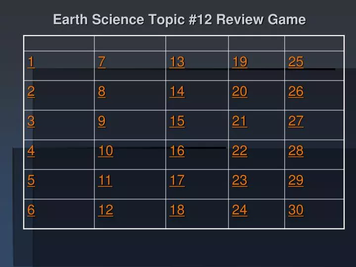earth science topic 12 review game