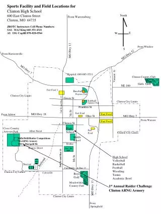 Sports Facility and Field Locations for Clinton High School 600 East Clinton Street