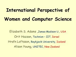 International Perspective of Women and Computer Science