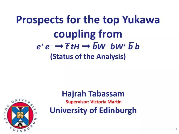 prospects for the top yukawa coupling from e e t th b w bw b b status of the analysis