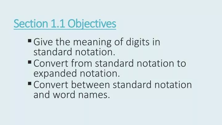 section 1 1 objectives