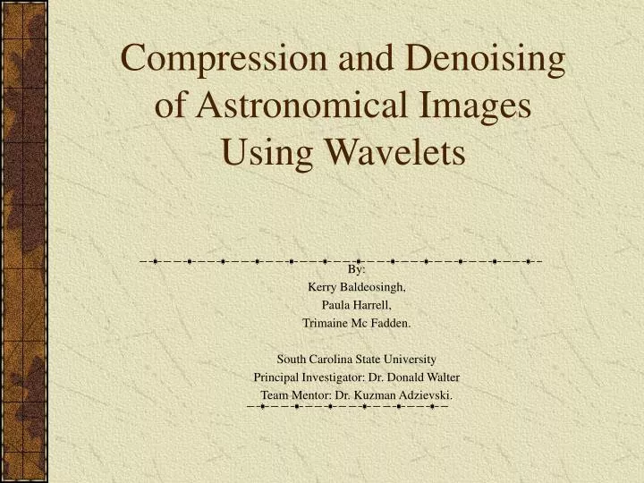 compression and denoising of astronomical images using wavelets