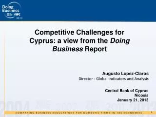 Competitive Challenges for Cyprus: a view from the Doing Business Report