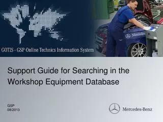 Support Guide for Searching in the Workshop Equipment Database