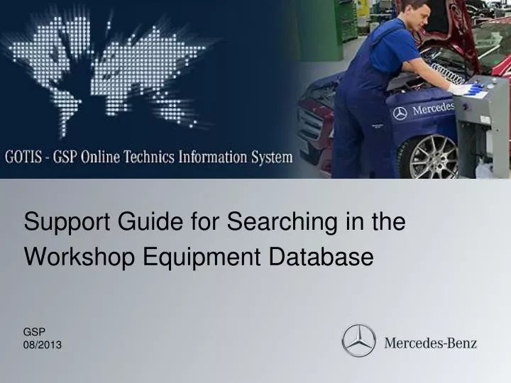 support guide for searching in the workshop equipment database