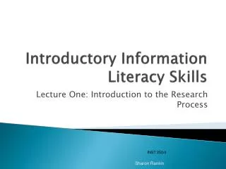 Introductory Information Literacy Skills