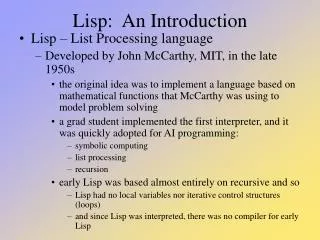Lisp: An Introduction