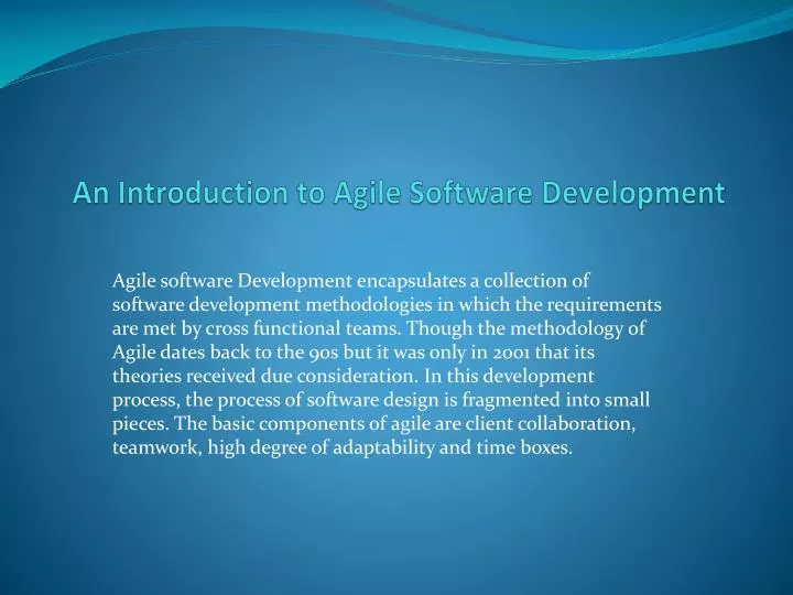 an introduction to agile software development