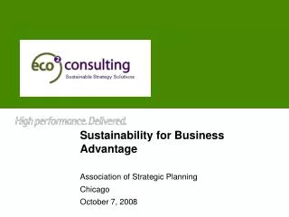 Sustainability for Business Advantage