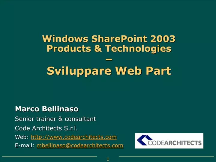 windows sharepoint 2003 products technologies sviluppare web part