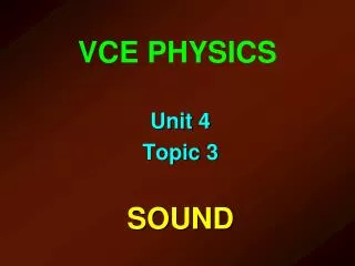 VCE PHYSICS