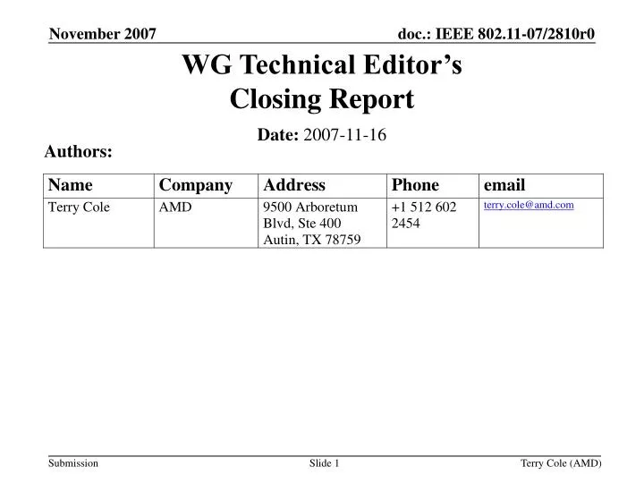 wg technical editor s closing report