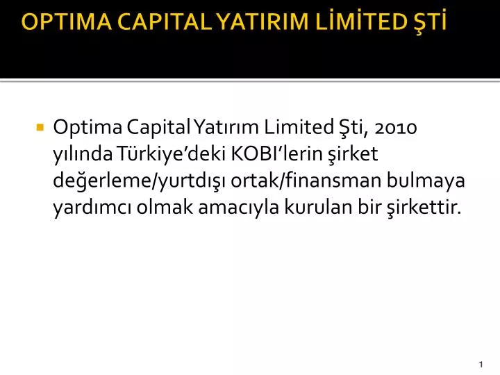 optima capital yatirim l m ted t