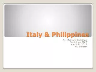 Italy &amp; Philippines