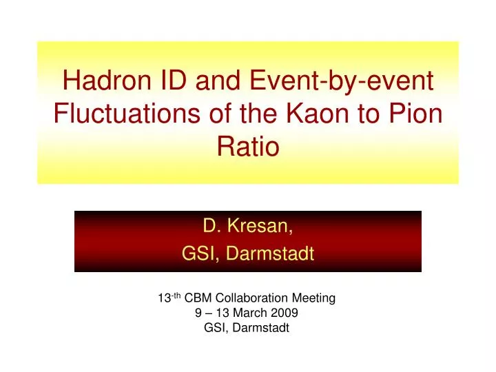 hadron id and event by event fluctuations of the kaon to pion ratio