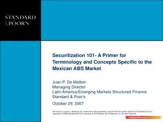 Securitization 101- A Primer for Terminology and Concepts Specific to the Mexican ABS Market