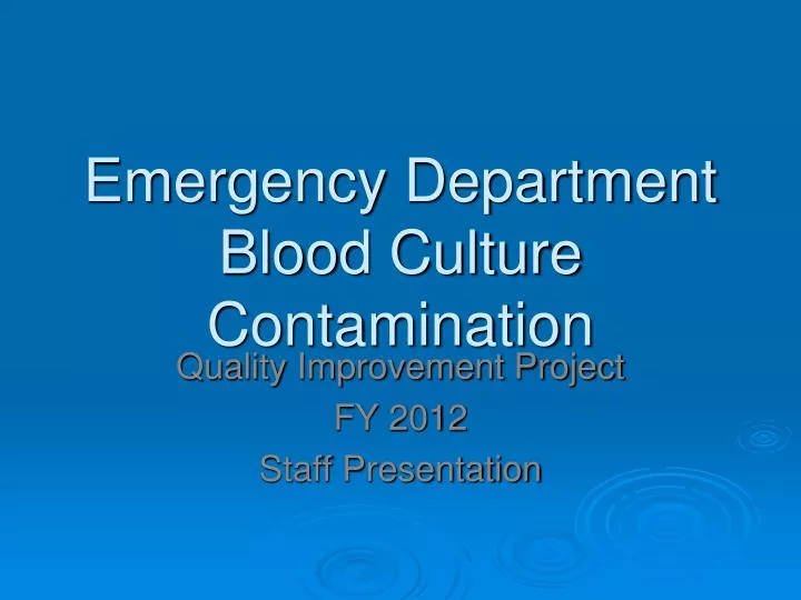 emergency department blood culture contamination