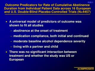 A universal model of predictors of outcome was shown to fit all studies