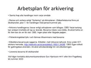 arbetsplan f r arkivering
