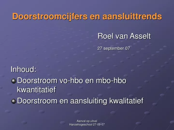 doorstroomcijfers en aansluittrends