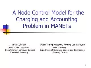 A Node Control Model for the Charging and Accounting Problem in MANETs