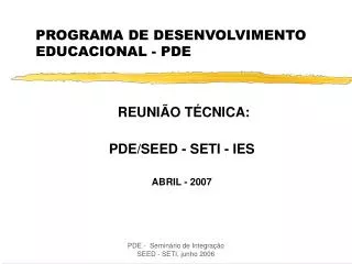 programa de desenvolvimento educacional pde