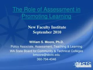 The Role of Assessment in Promoting Learning