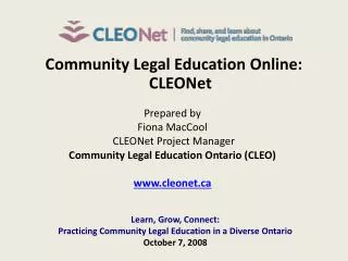 Community Legal Education Online: CLEONet