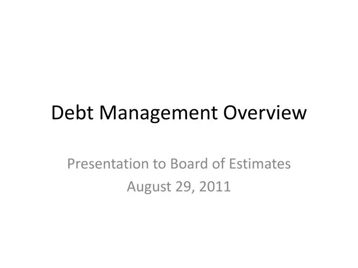 debt management overview