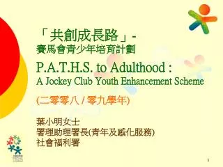 p a t h s to adulthood a jockey club youth enhancement scheme